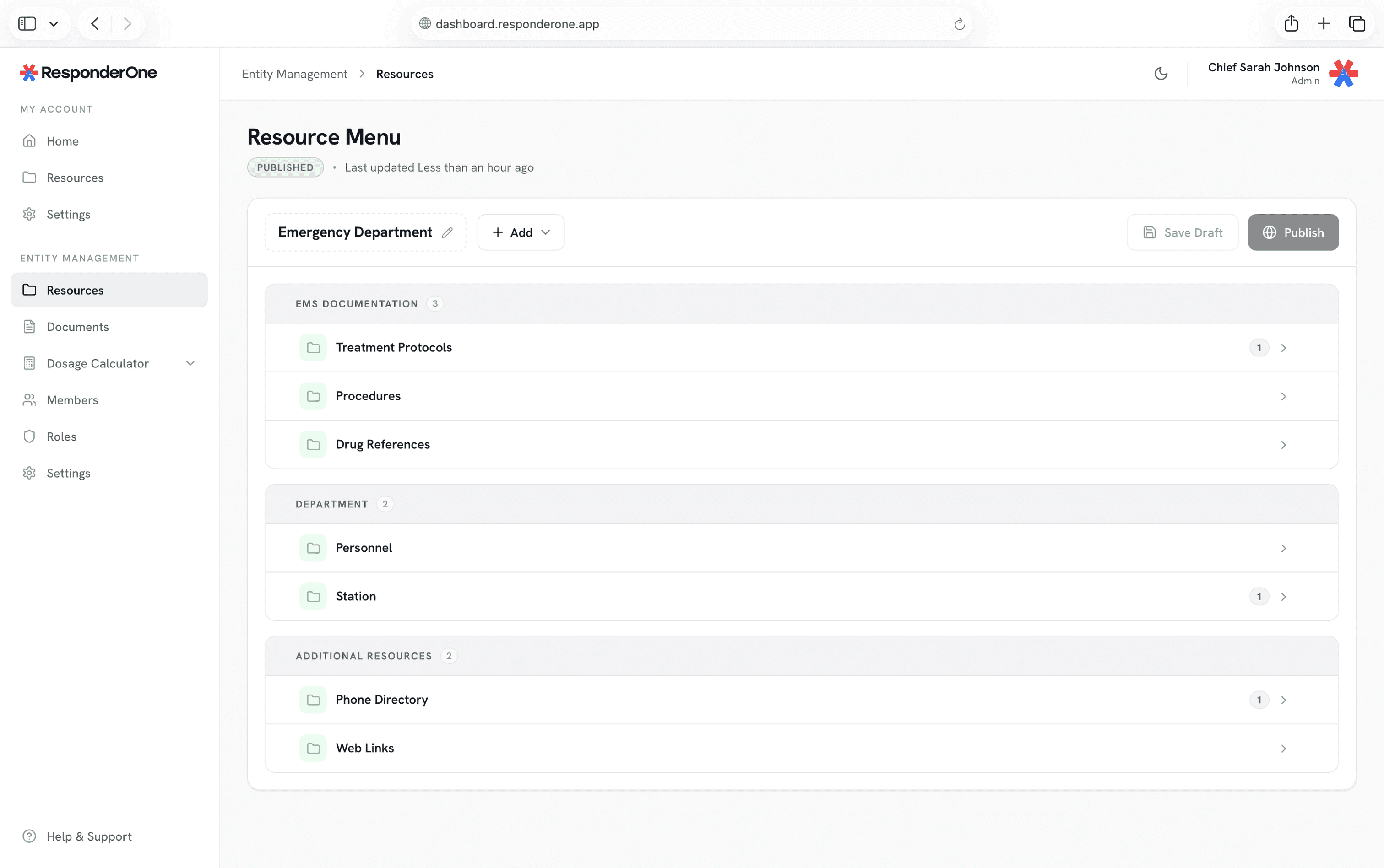 ResponderOne admin dashboard