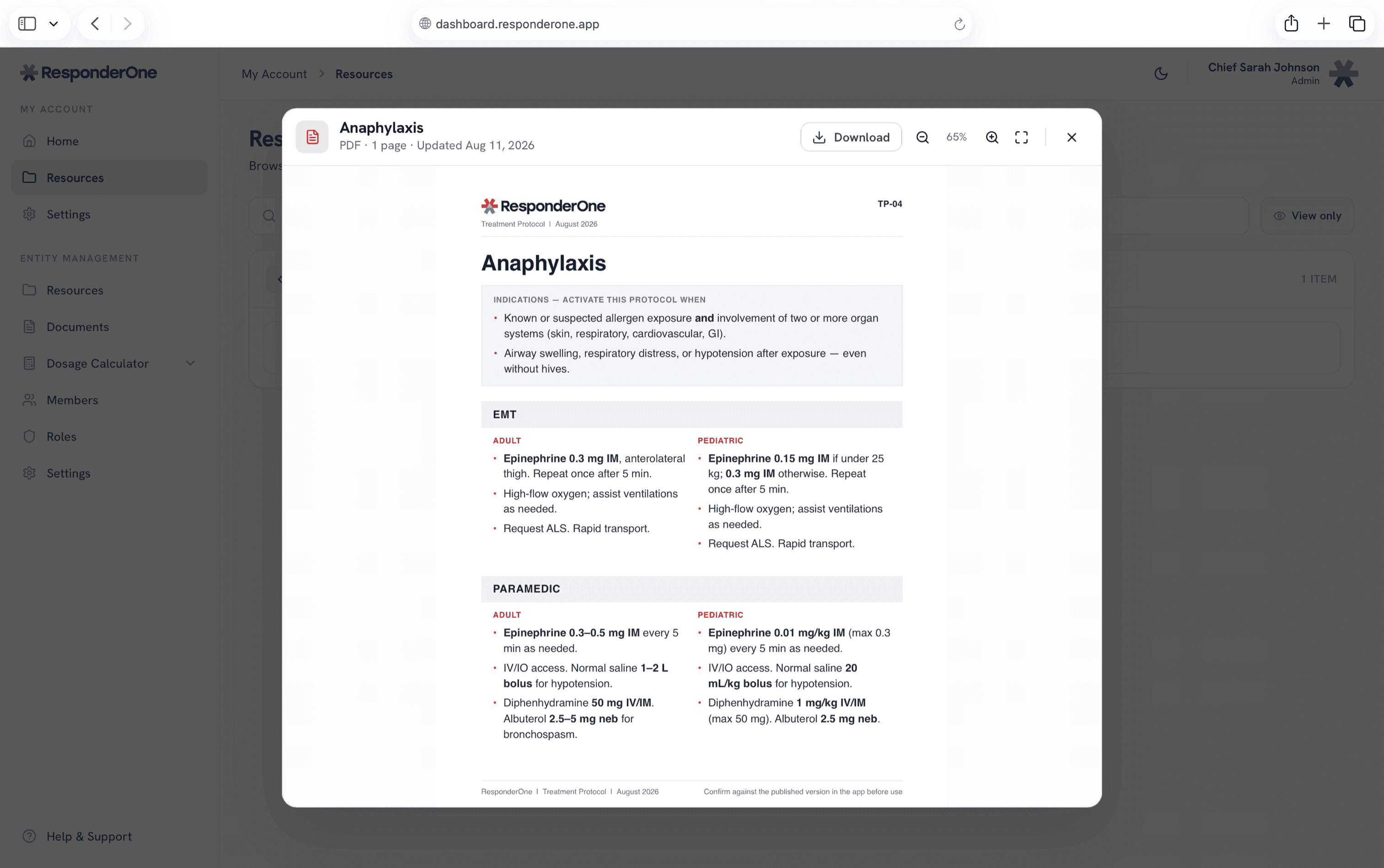 Protocol viewer in the web dashboard