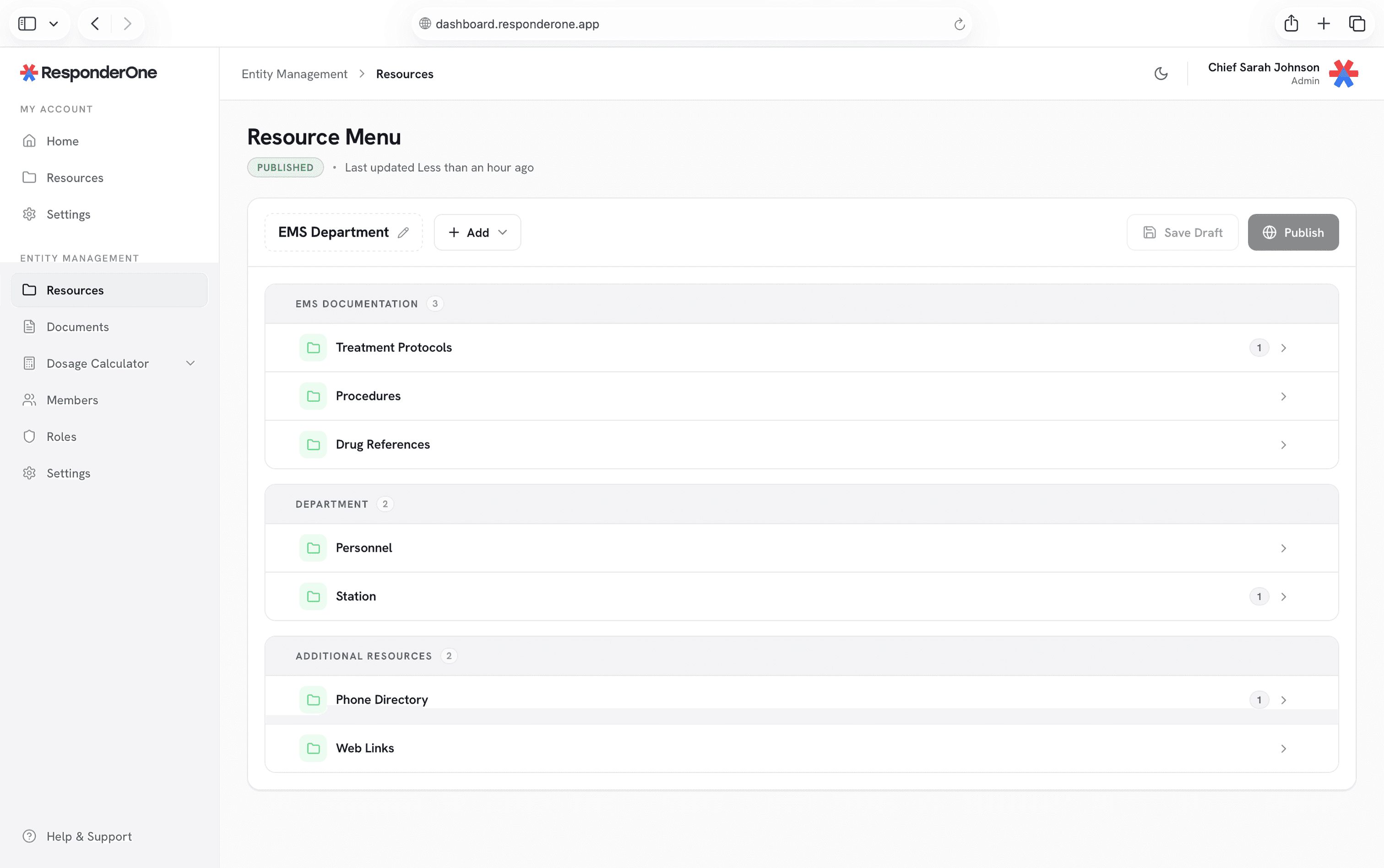 ResponderOne EMS resource dashboard