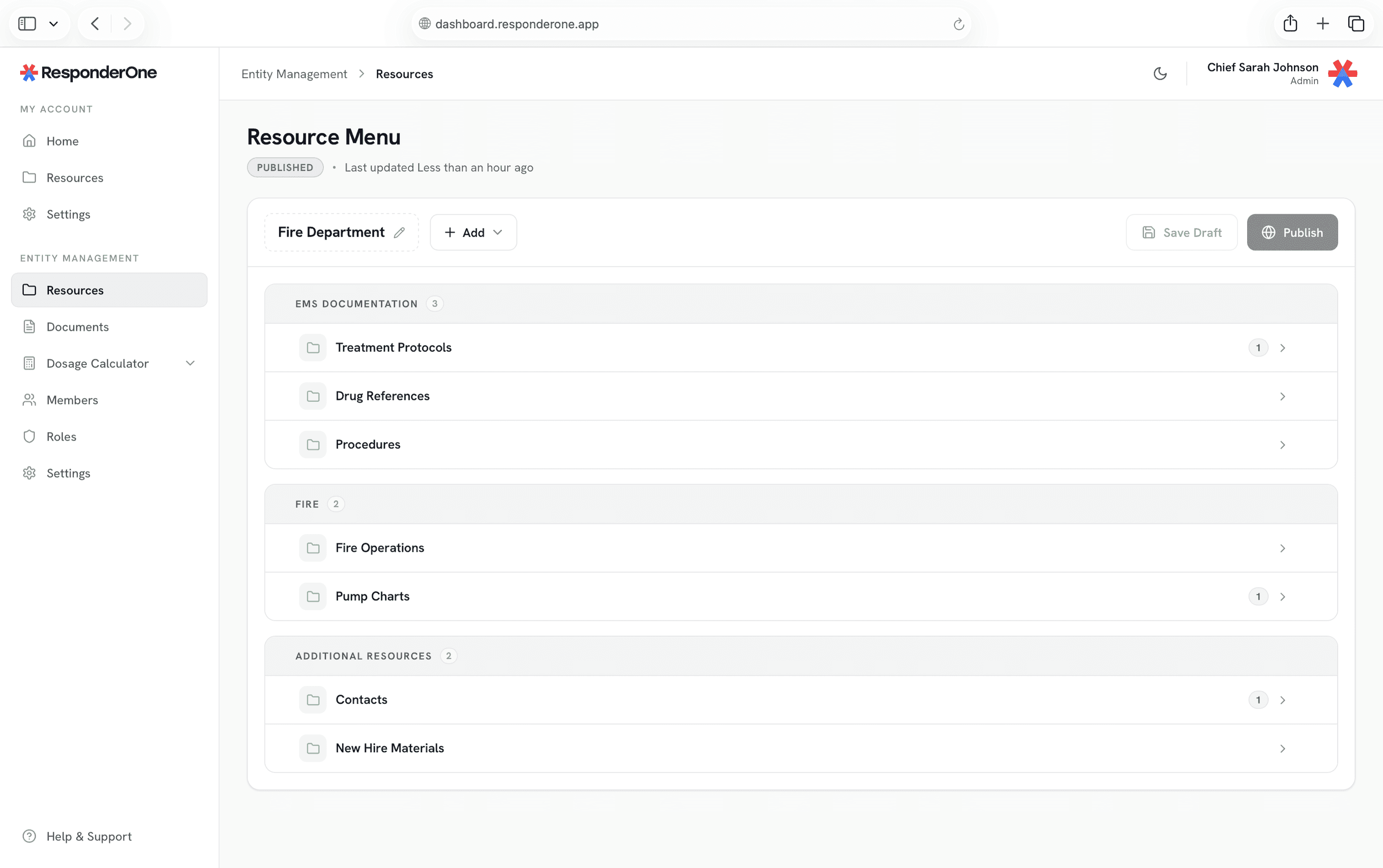 ResponderOne fire department resource dashboard