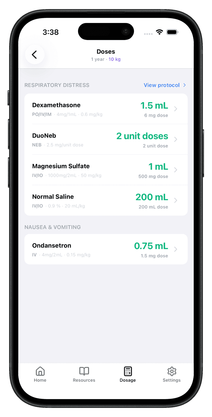 ResponderOne doses screen on a phone